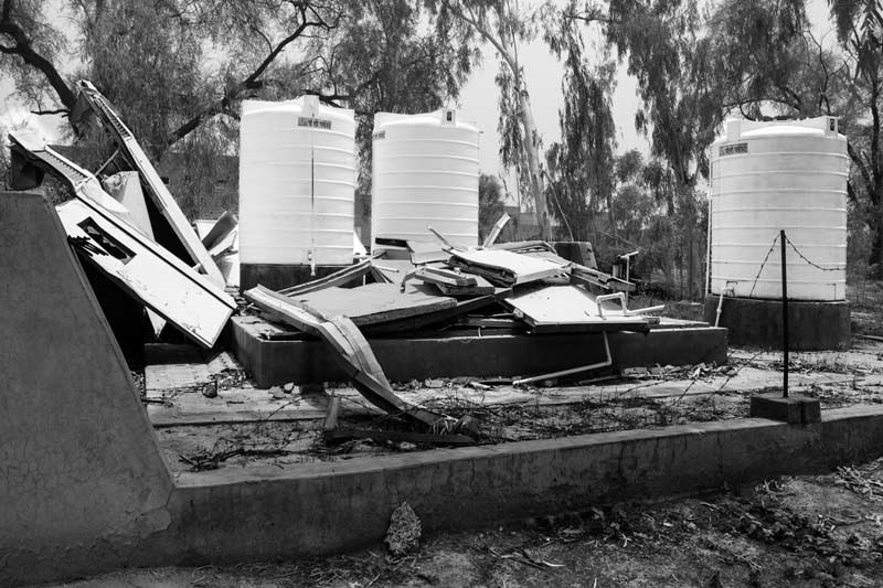 An erstwhile Reverse Osmosis (RO) plant destroyed by a storm in district Bathinda, Punjab